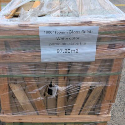 PALLET OF 1800MM X 150MM GLOSS WHITE PORCELAIN TILE