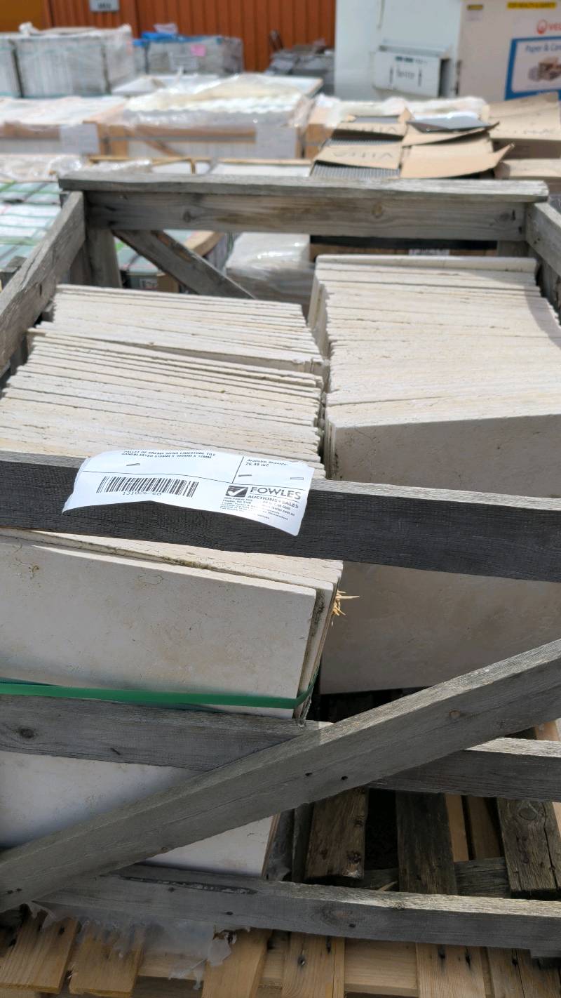 PALLET OF CREMA SIENA LIMESTONE TILE SANDBLASTED 610MM X 406MM X 12MM PALLET OF CREMA SIENA LIMESTONE TILE SANDBLASTED 610MM X 406MM X 12MM