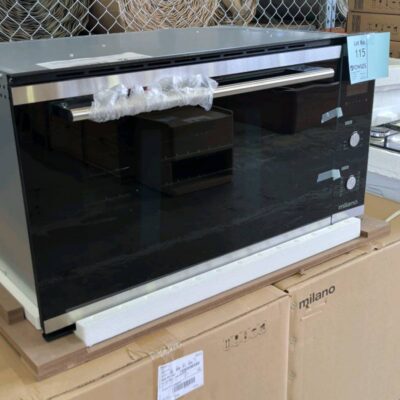 NEW MILANO BLACK GLASS 900MM ELECTRIC UNDERBENCH OVEN, 9 COOKING FUNCTIONS, TRIPLE GLAZED DOOR, 12 MONTH WARRANTY MODEL 538.01.183 NEW MILANO BLACK GLASS 900MM ELECTRIC UNDERBENCH OVEN, 9 COOKING FUNCTIONS, TRIPLE GLAZED DOOR, 12 MONTH WARRANTY MODEL 538.01.183