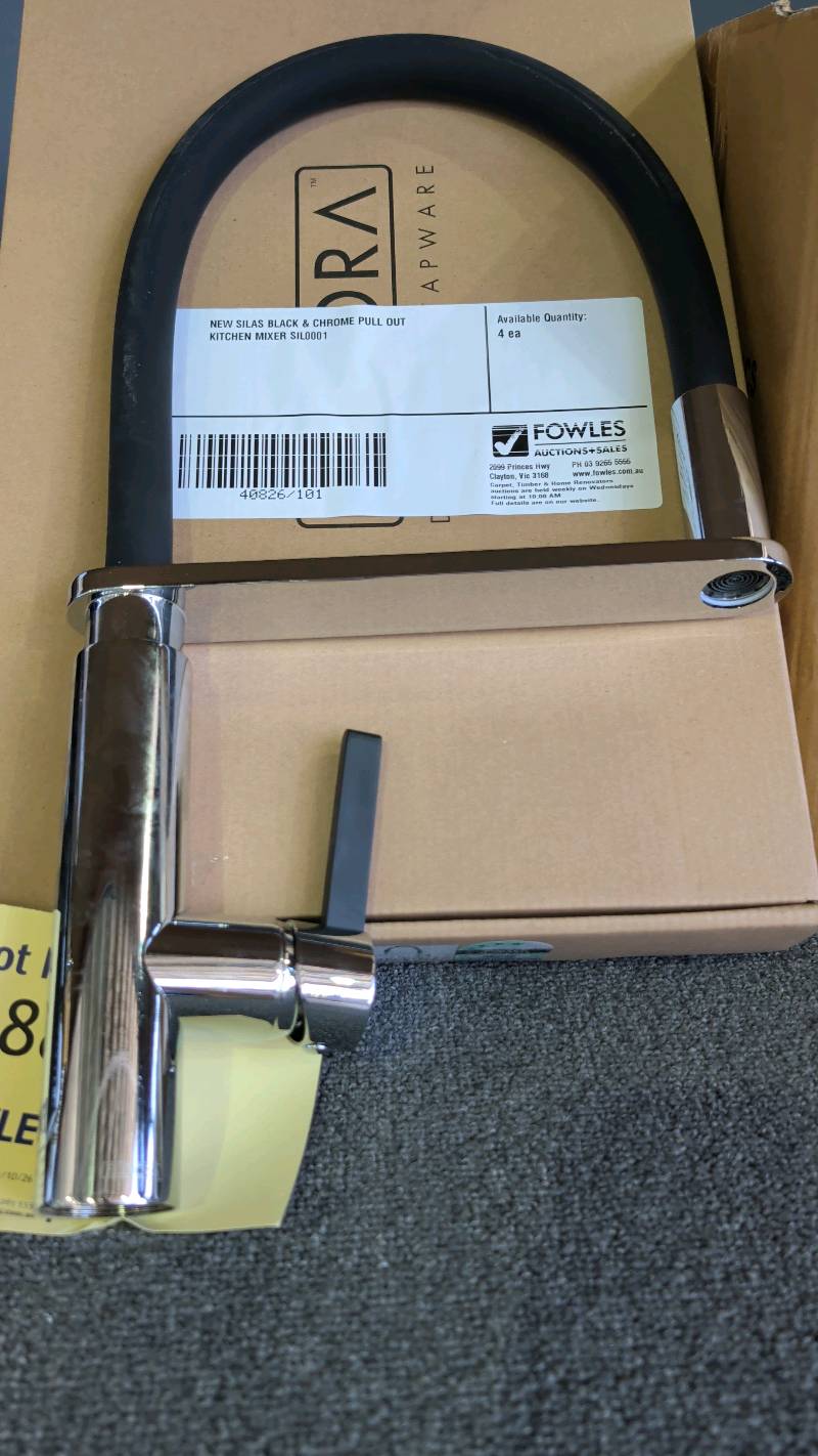 NEW SILAS BLACK & CHROME PULL OUT KITCHEN MIXER SIL0001 NEW SILAS BLACK & CHROME PULL OUT KITCHEN MIXER SIL0001