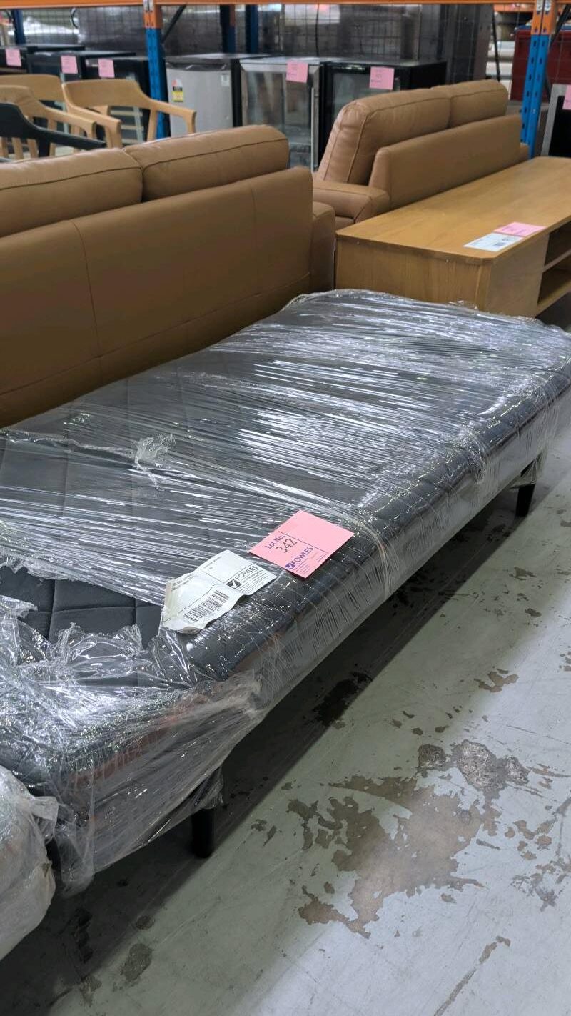 EX STAGING - LARGE DARK GREY DIAMOND UPHOLSTERED RECTANGLE OTTOMAN SOLD AS IS EX STAGING - LARGE DARK GREY DIAMOND UPHOLSTERED RECTANGLE OTTOMAN SOLD AS IS