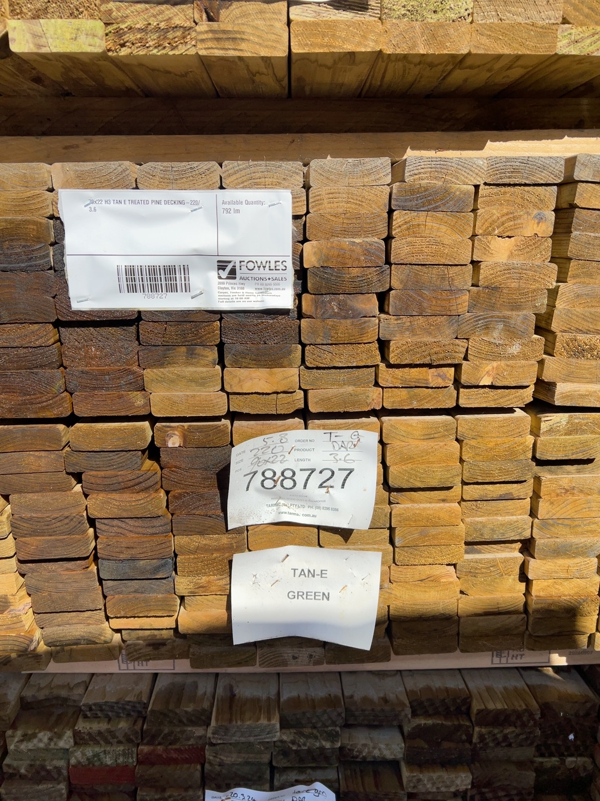70X22 H3 TAN E TREATED PINE DECKING-220/3.6 70X22 H3 TAN E TREATED PINE DECKING-220/3.6