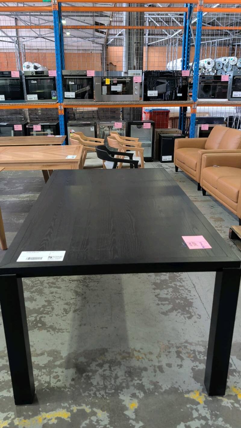 NEW ENZO 2000MM DINING TABLE, BLACK AMERICAN ASH, SOLD AS IS NEW ENZO 2000MM DINING TABLE, BLACK AMERICAN ASH, SOLD AS IS