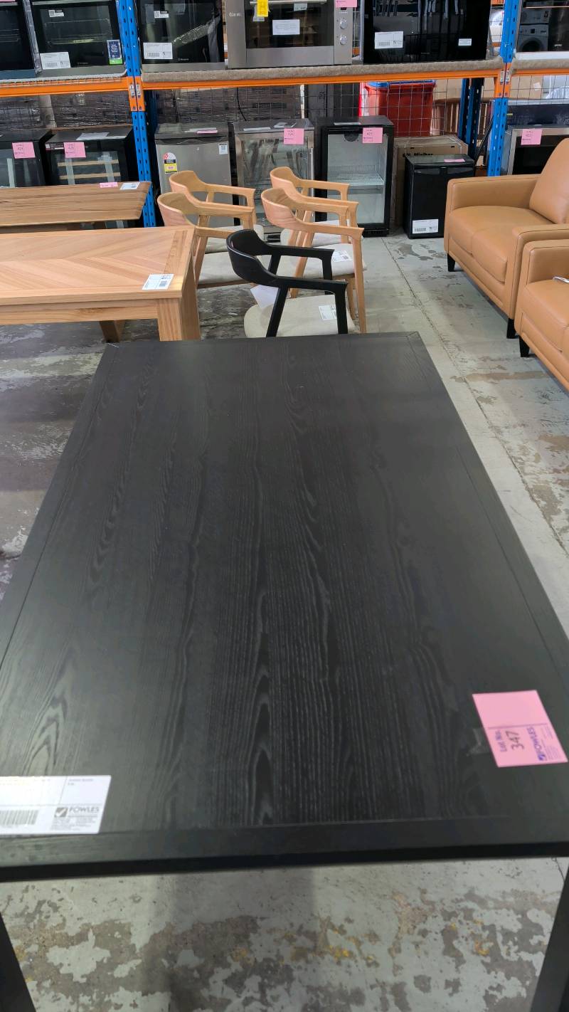 NEW ENZO 2000MM DINING TABLE, BLACK AMERICAN ASH, SOLD AS IS NEW ENZO 2000MM DINING TABLE, BLACK AMERICAN ASH, SOLD AS IS