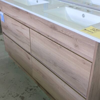 MAX 1500MM FLOOR VANITY, DOUBLE BOWL CRYSTAL CERAMIC TOP RRP$2400 MAX 1500MM FLOOR VANITY, DOUBLE BOWL CRYSTAL CERAMIC TOP RRP$2400