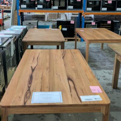 EX DISPLAY ALESSA 2000MM WORMY CHESTNUT DINING TABLE, SOLD AS IS