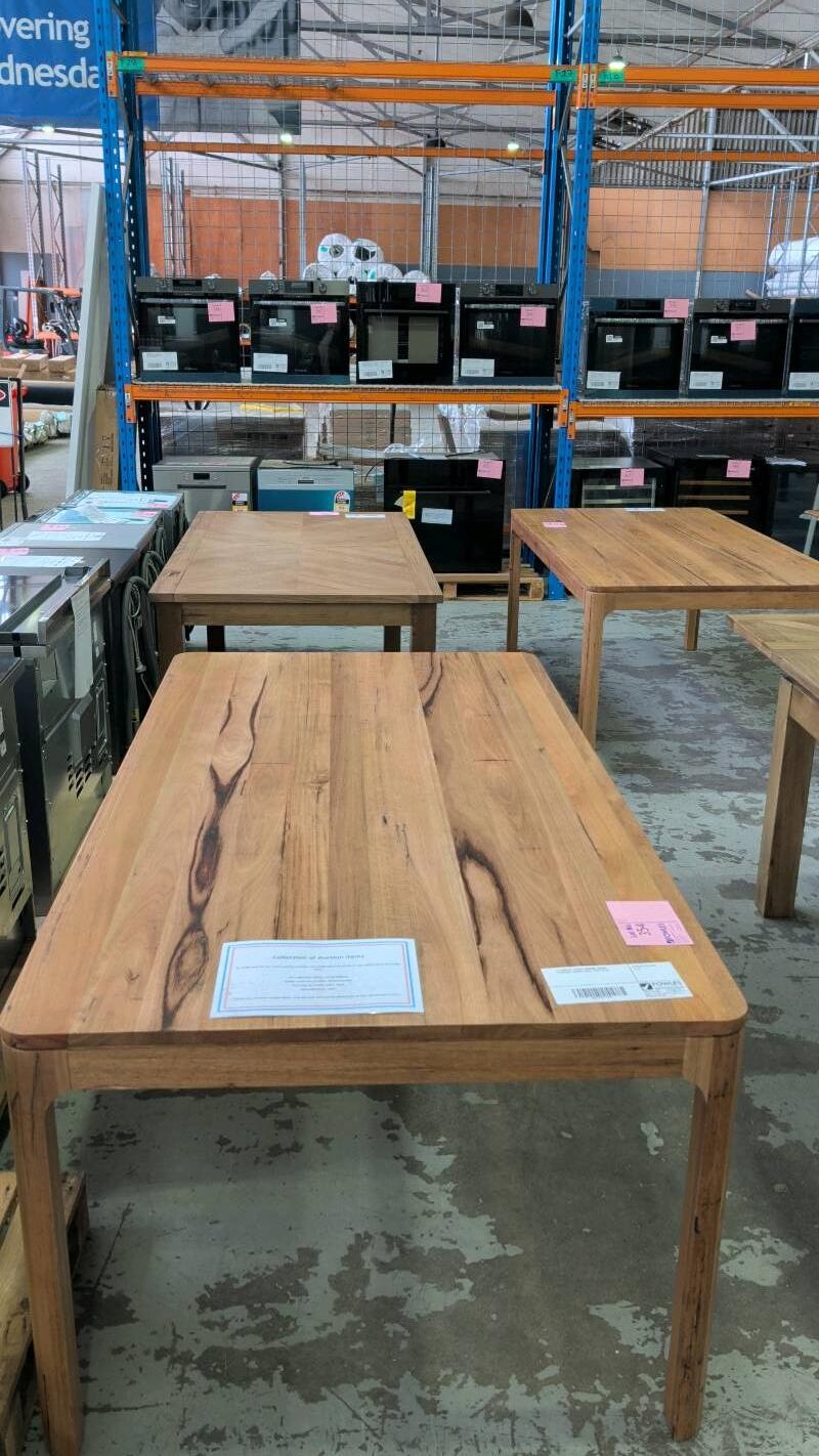 EX DISPLAY ALESSA 2000MM WORMY CHESTNUT DINING TABLE, SOLD AS IS EX DISPLAY ALESSA 2000MM WORMY CHESTNUT DINING TABLE, SOLD AS IS