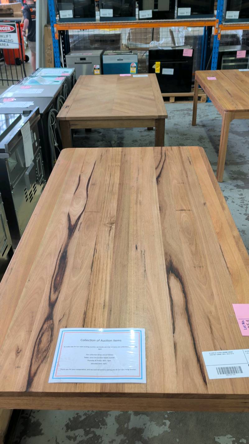 EX DISPLAY ALESSA 2000MM WORMY CHESTNUT DINING TABLE, SOLD AS IS EX DISPLAY ALESSA 2000MM WORMY CHESTNUT DINING TABLE, SOLD AS IS