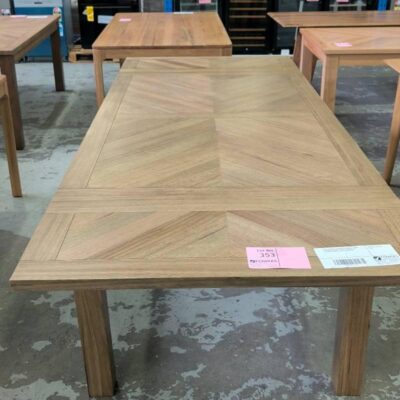 NEW FLINDERS 1800MM MESSMATE TIMBER EXTENSION DINING TABLE, 1800MM TO 2700MM, SMOKE STAIN, SOLD AS IS NEW FLINDERS 1800MM MESSMATE TIMBER EXTENSION DINING TABLE, 1800MM TO 2700MM, SMOKE STAIN, SOLD AS IS