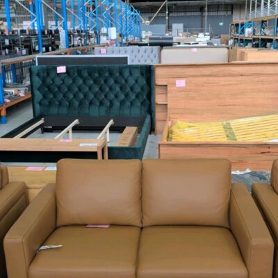 EX DISPLAY FLORENCE CARAMEL LEATHER 2 SEATER SOFA, SOLD AS IS