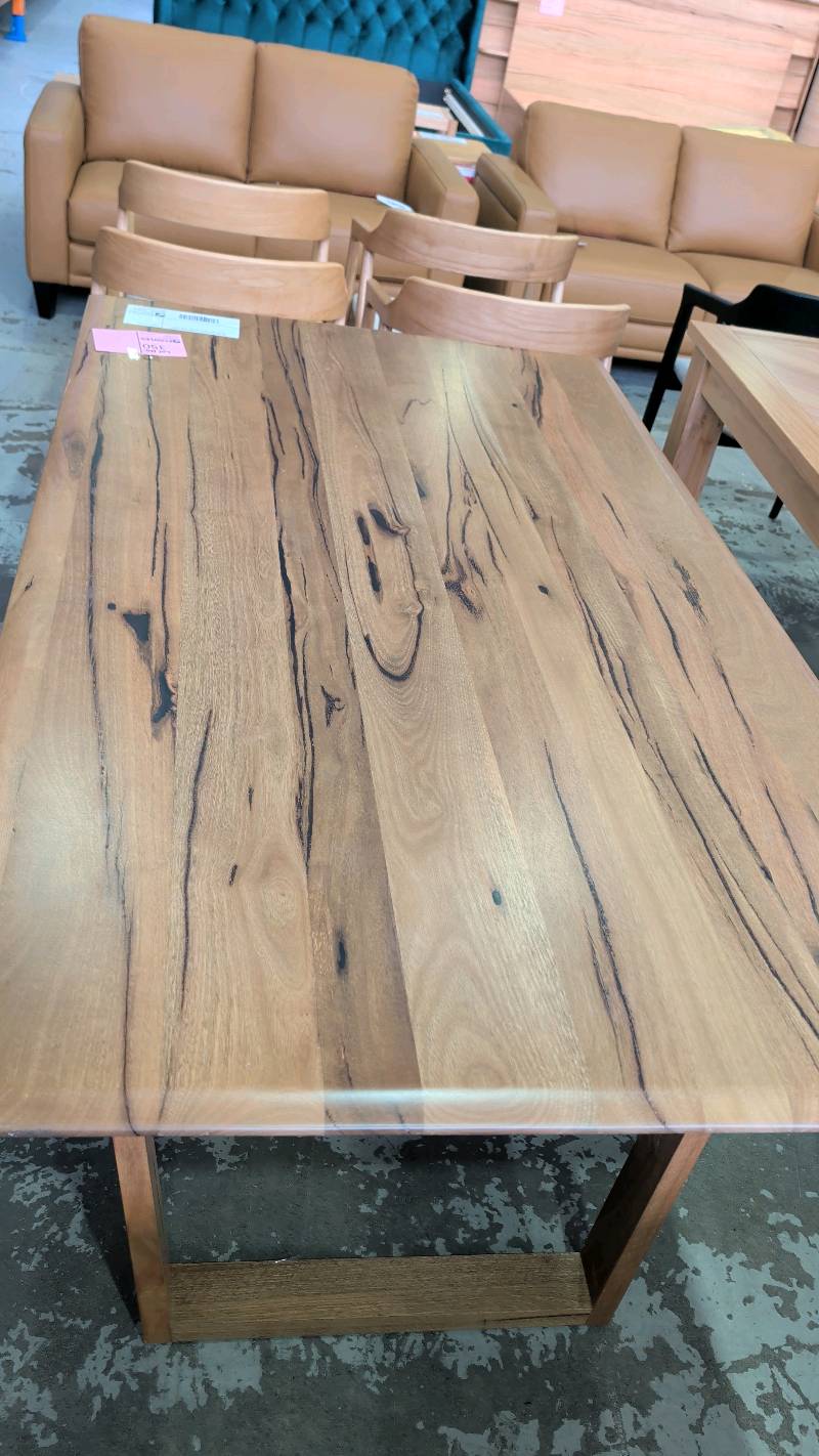 EX DISPLAY JINDALEE 1800MM MARRI TIMBER DINING TABLE, BEVELLED EDGE, SOLD AS IS EX DISPLAY JINDALEE 1800MM MARRI TIMBER DINING TABLE, BEVELLED EDGE, SOLD AS IS