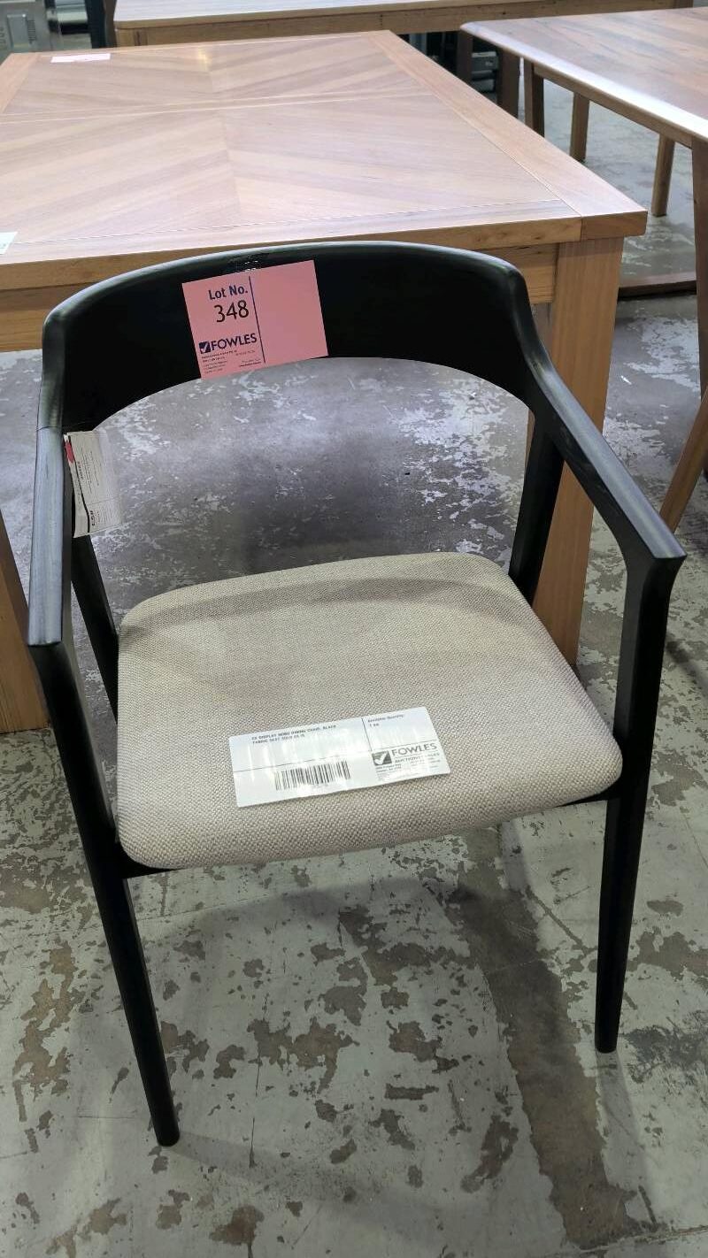 EX DISPLAY NOBU DINING CHAIR, BLACK FABRIC SEAT SOLD AS IS EX DISPLAY NOBU DINING CHAIR, BLACK FABRIC SEAT SOLD AS IS