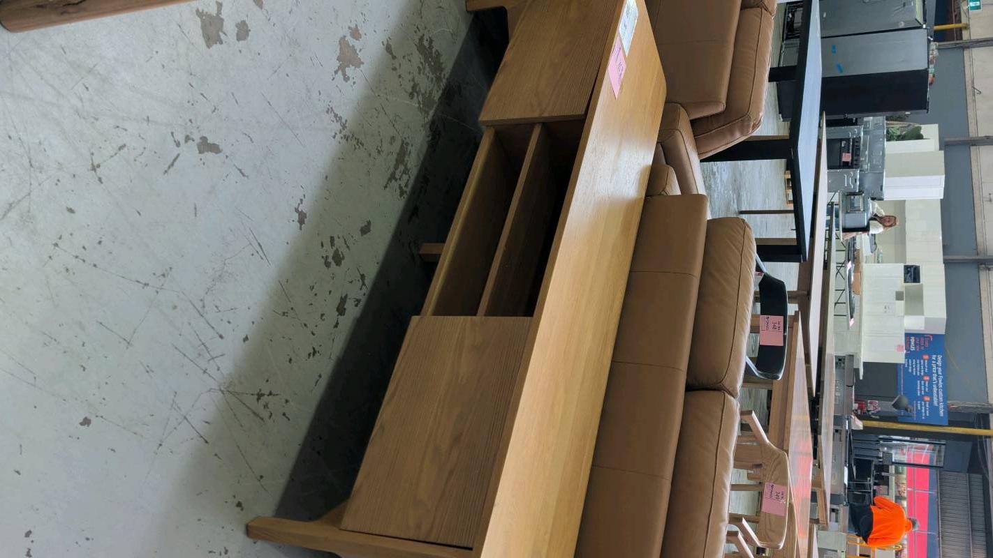 EX DISPLAY AKSEL 1800MM AMERICAN OAK ENTERTAINMENT UNIT, SOME DAMAGE ON BACK, SOLD AS IS EX DISPLAY AKSEL 1800MM AMERICAN OAK ENTERTAINMENT UNIT, SOME DAMAGE ON BACK, SOLD AS IS