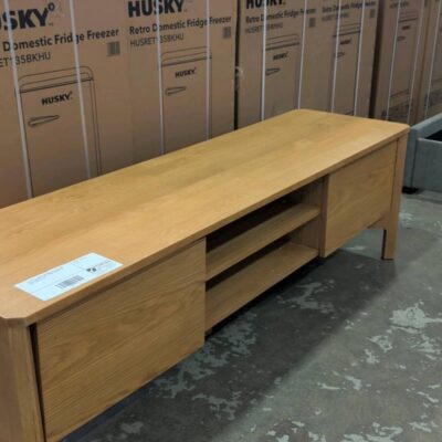 EX DISPLAY AKSEL 1800MM AMERICAN OAK ENTERTAINMENT UNIT, SOME DAMAGE ON BACK, SOLD AS IS EX DISPLAY AKSEL 1800MM AMERICAN OAK ENTERTAINMENT UNIT, SOME DAMAGE ON BACK, SOLD AS IS