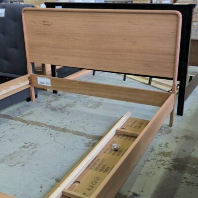 NEW MAXWELL KING SIZE BEDFRAME, CURVED HEADBOARD, SOLD AS IS