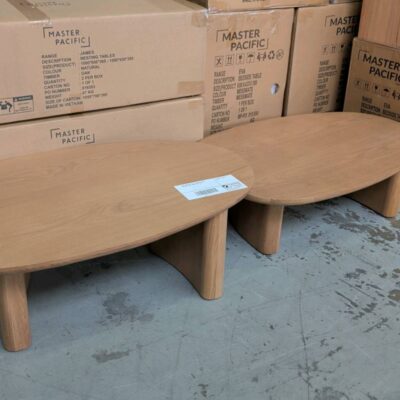 NEW JAMES SET OF 2 NESTING TABLES, NATURAL OAK TIMBER SOLD AS IS NEW JAMES SET OF 2 NESTING TABLES, NATURAL OAK TIMBER SOLD AS IS