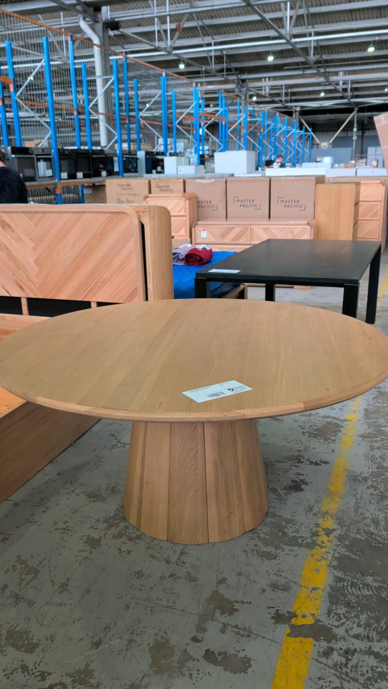 EX DISPLAY BLOOM 1600MM NATURAL OAK ROUND DINING TABLE, SOLD AS IS ...