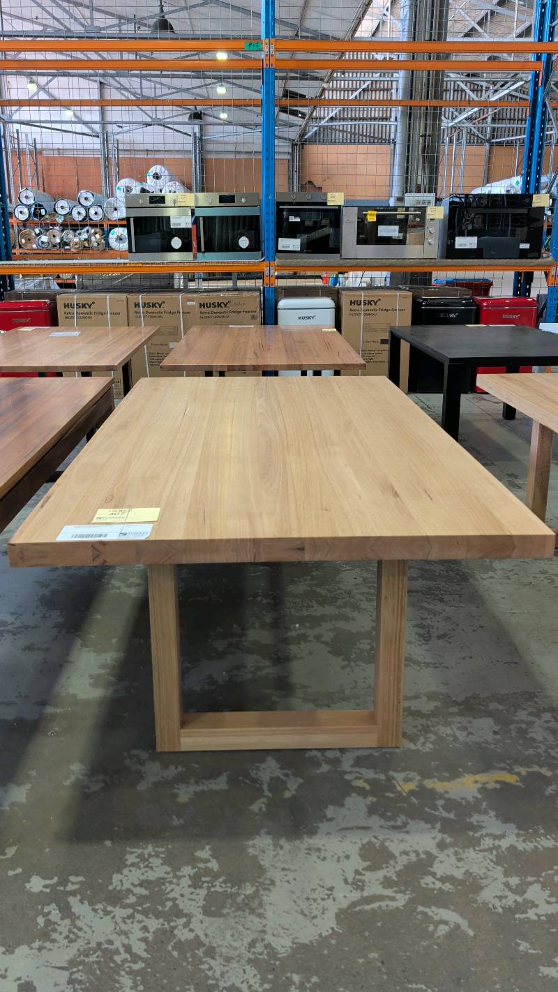 EX DISPLAY HAMILTON 2400MM MESSMATE DINING TABLE SOLD AS IS EX DISPLAY HAMILTON 2400MM MESSMATE DINING TABLE SOLD AS IS