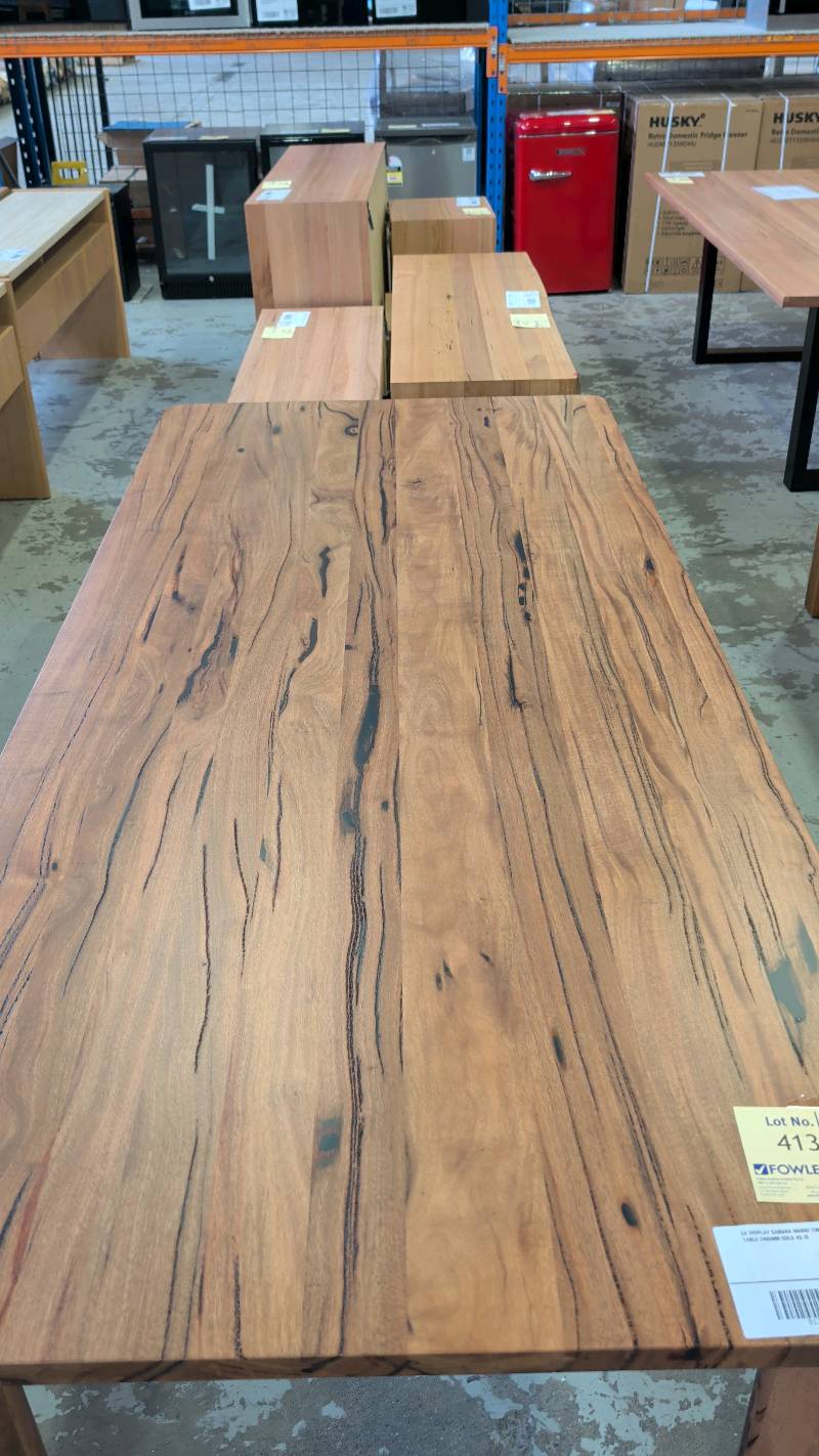 EX DISPLAY SAMARA MARRI TIMBER DINING TABLE 2400MM SOLD AS IS EX DISPLAY SAMARA MARRI TIMBER DINING TABLE 2400MM SOLD AS IS