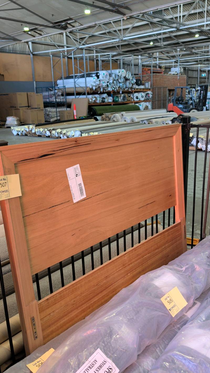 QUEEN SIZE MESSMATE TIMBER BEDHEAD ONLY, SOLD AS IS QUEEN SIZE MESSMATE TIMBER BEDHEAD ONLY, SOLD AS IS