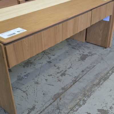 EX DISPLAY BOND 1800MM AMERICAN OAK CONSOLE TABLE, FLUTED TIMBER DRAWERS, SOLD AS IS *DAMAGED/SPLIT LEFT HAND SIDE SOLD AS IS*