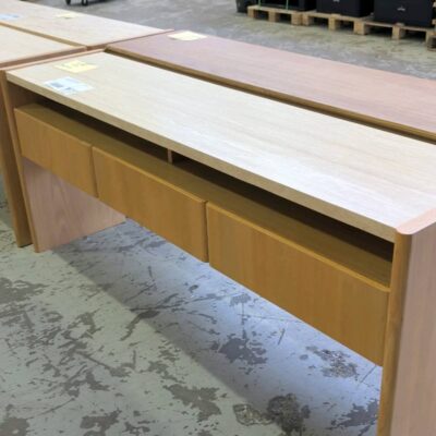 EX DISPLAY STELLA OAK NATURAL 1800MM CONSOLE WITH NATURAL TRAVERTINE TOP, *CRACKED TOP* SOLD AS IS