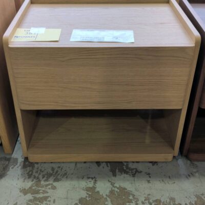 SAMPLE - OAK CREMA TIMBER BEDSIDE TABLE SOLD AS IS