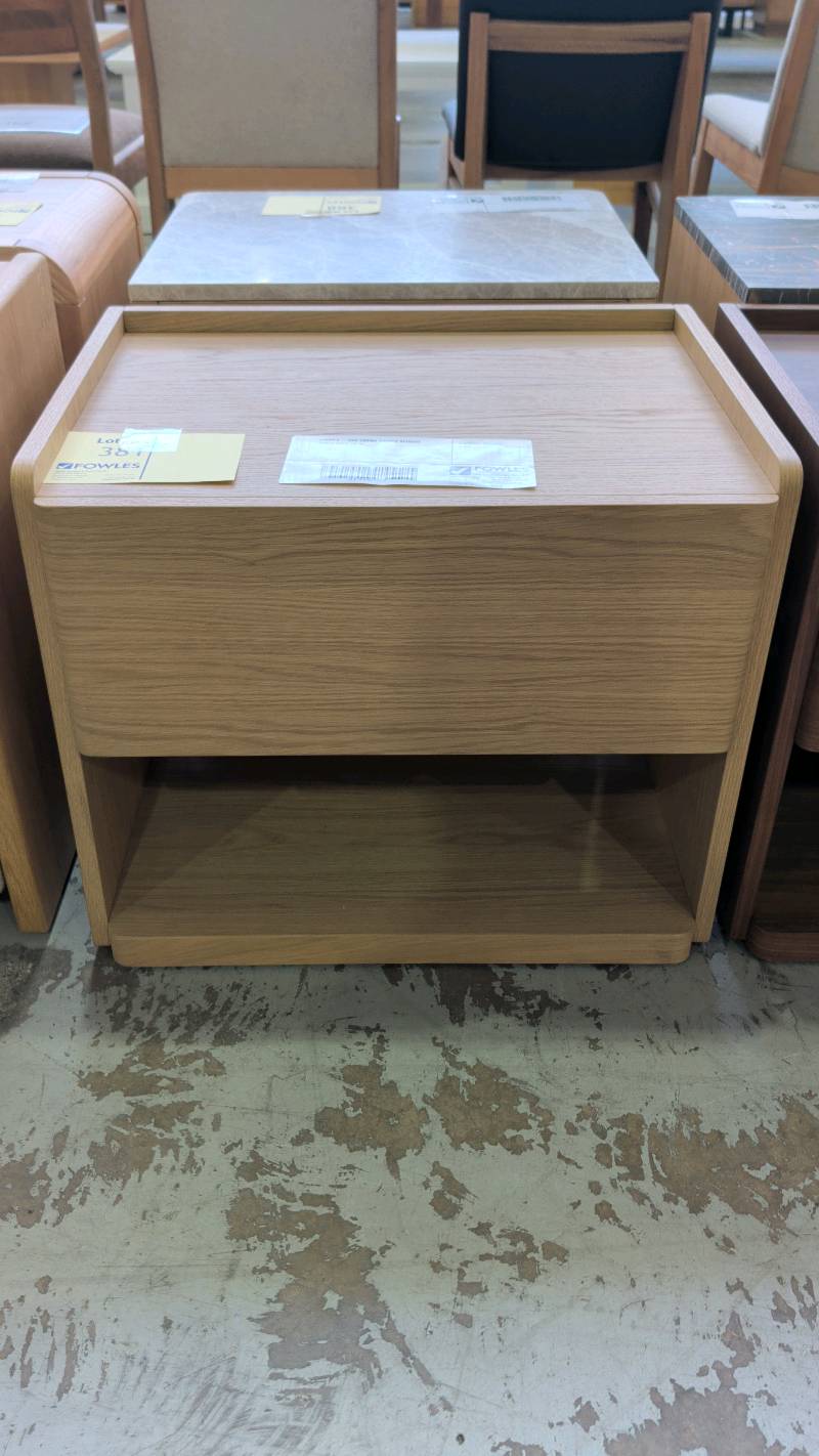 SAMPLE - OAK CREMA TIMBER BEDSIDE TABLE SOLD AS IS SAMPLE - OAK CREMA TIMBER BEDSIDE TABLE SOLD AS IS