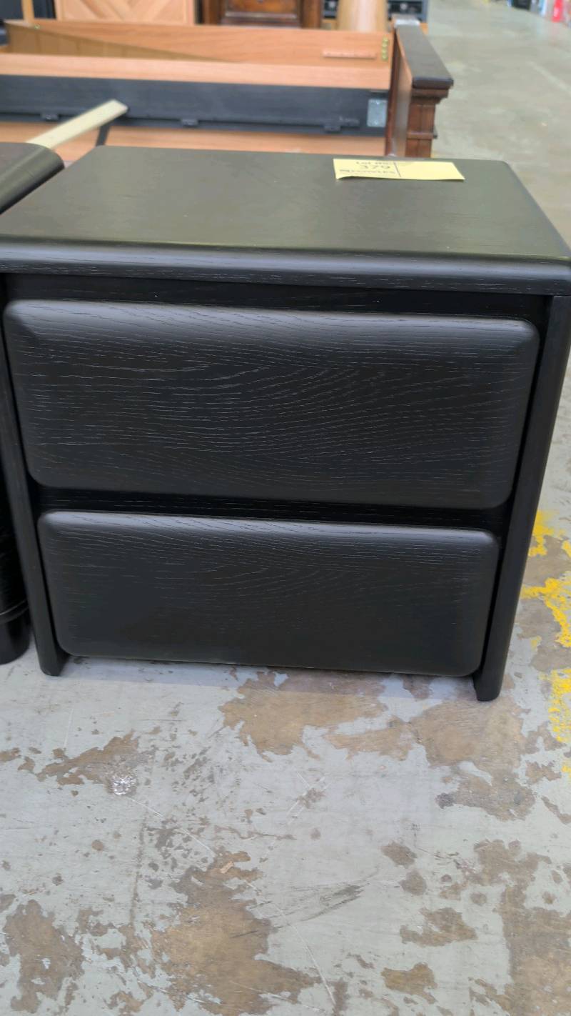 SAMPLE - JUNO BLACK OAK BEDSIDE TABLE SOLD AS IS SAMPLE - JUNO BLACK OAK BEDSIDE TABLE SOLD AS IS