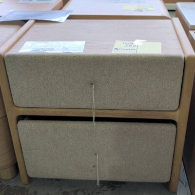 EX DISPLAY ALICE AMERICAN OAK & FABRIC BEDSIDE TABLE, SOLD AS IS EX DISPLAY ALICE AMERICAN OAK & FABRIC BEDSIDE TABLE, SOLD AS IS