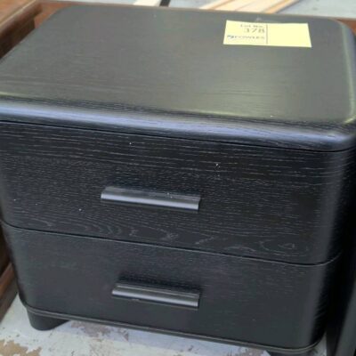 SAMPLE - RAY OAK BLACK BEDSIDE TABLE, WITH HANDLE, SOLD AS IS