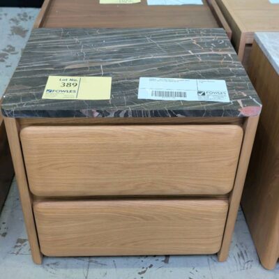 SAMPLE - ROS OAK NATURAL BEDSIDE WITH GALAXY MARBLE TOP SOLD AS IS SAMPLE - ROS OAK NATURAL BEDSIDE WITH GALAXY MARBLE TOP SOLD AS IS