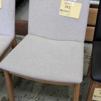 EX DISPLAY - OAK TIMBER & BEIGE MATERIAL UPHOLSTERED DINING CHAIR AS IS EX DISPLAY - OAK TIMBER & BEIGE MATERIAL UPHOLSTERED DINING CHAIR AS IS