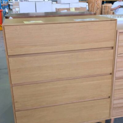 EX DISPLAY EVANS OAK TALLBOY, SOLD AS IS