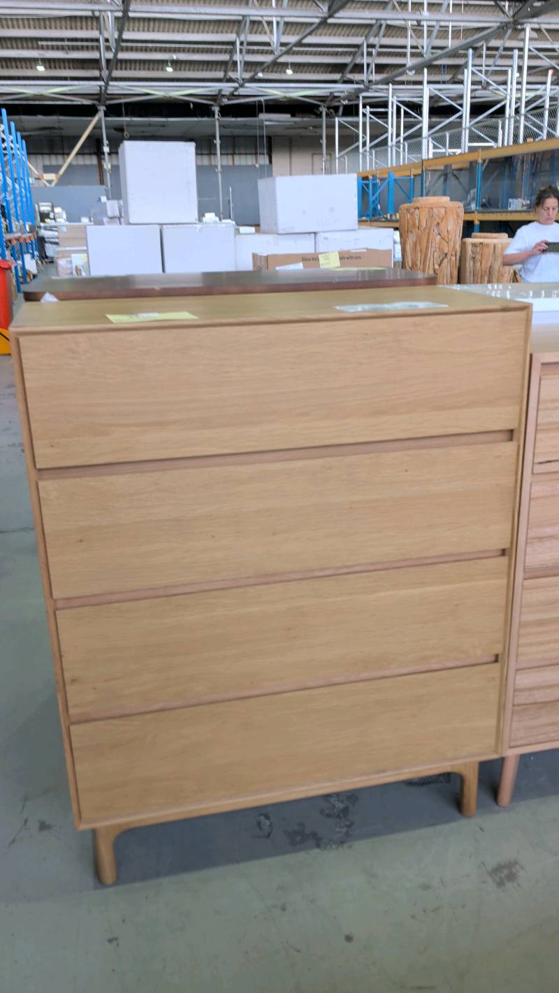 EX DISPLAY EVANS OAK TALLBOY, SOLD AS IS EX DISPLAY EVANS OAK TALLBOY, SOLD AS IS