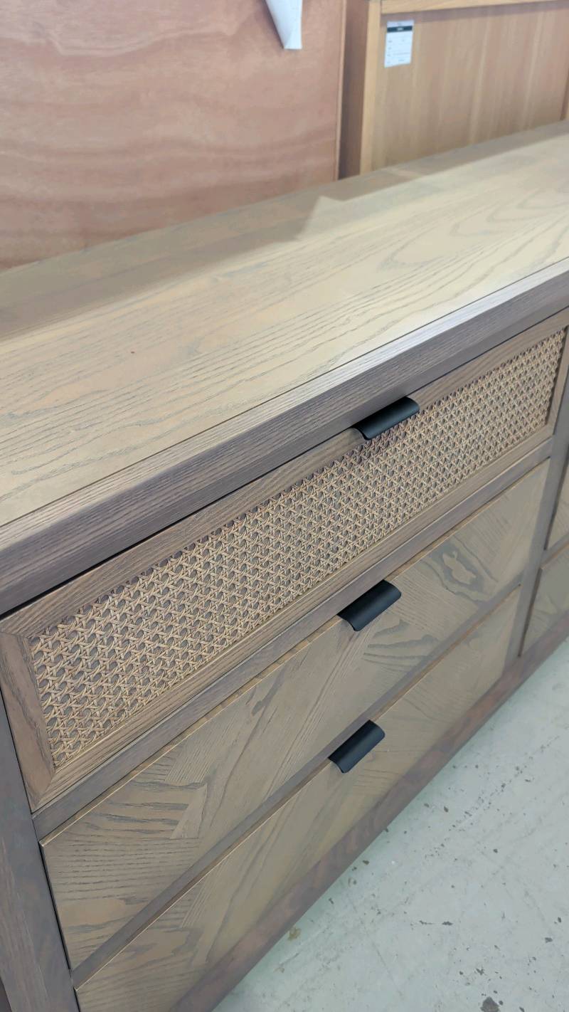 EX DISPLAY BARATTI WHITE ASH TIMBER DRESSER WITH RATTAN DRAWERS SOLD AS IS EX DISPLAY BARATTI WHITE ASH TIMBER DRESSER WITH RATTAN DRAWERS SOLD AS IS