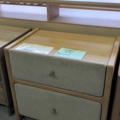EX DISPLAY ALICE AMERICAN OAK AND FABRIC BEDSIDE TABLE SOLD AS IS EX DISPLAY ALICE AMERICAN OAK AND FABRIC BEDSIDE TABLE SOLD AS IS