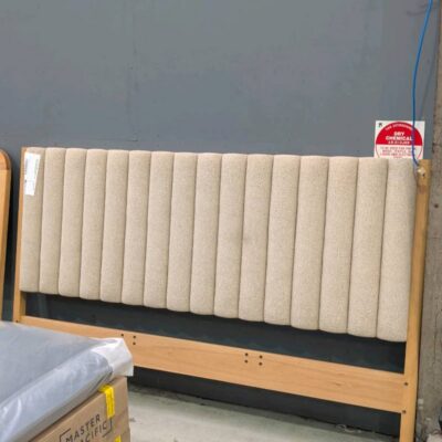 EX DISPLAY BOND KING SIZE AMERICAN OAK & FABRIC BEDHEAD ONLY SOLD AS IS