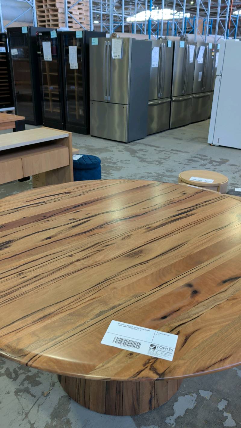 EX DISPLAY JINDALEE 1600MM ROUND DINING TABLE, MARRI TIMBER SOLD AS IS EX DISPLAY JINDALEE 1600MM ROUND DINING TABLE, MARRI TIMBER SOLD AS IS