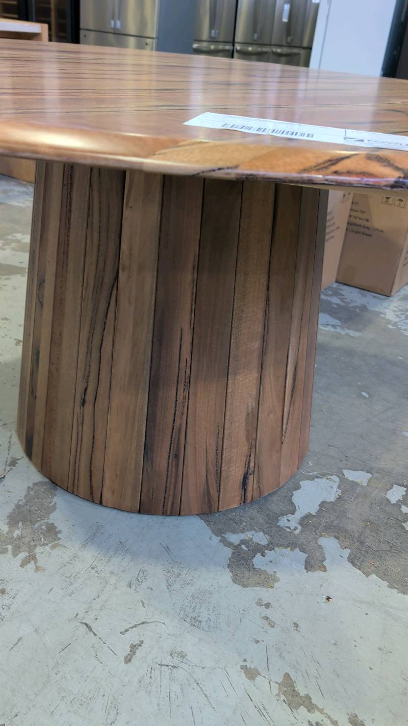 EX DISPLAY JINDALEE 1600MM ROUND DINING TABLE, MARRI TIMBER SOLD AS IS EX DISPLAY JINDALEE 1600MM ROUND DINING TABLE, MARRI TIMBER SOLD AS IS