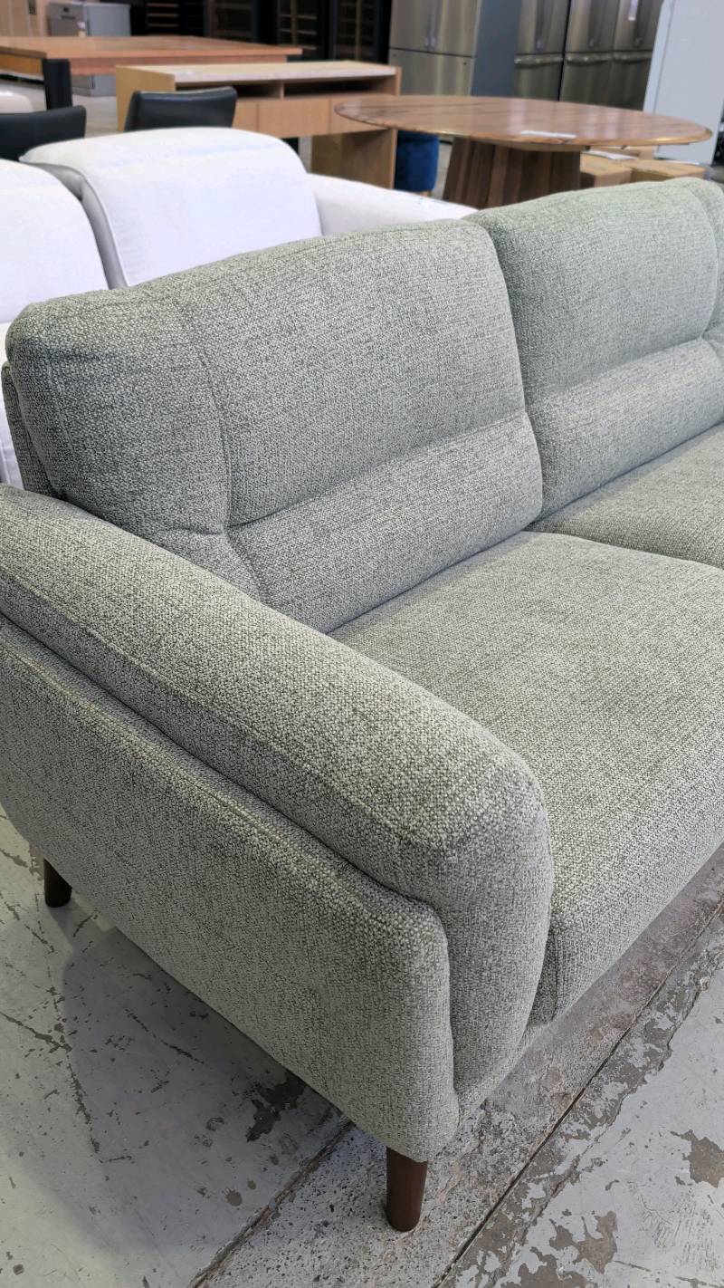 EX DISPLAY LOREO 3 SEATER COUCH, HONEYDEW FABRIC, SOLD AS IS EX DISPLAY LOREO 3 SEATER COUCH, HONEYDEW FABRIC, SOLD AS IS
