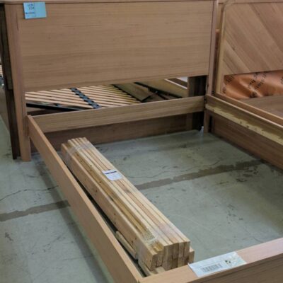 SAMPLE - MELODY QUEEN SIZE BEDFRAME MESSMATE TIMBER SOLD AS IS SAMPLE - MELODY QUEEN SIZE BEDFRAME MESSMATE TIMBER SOLD AS IS