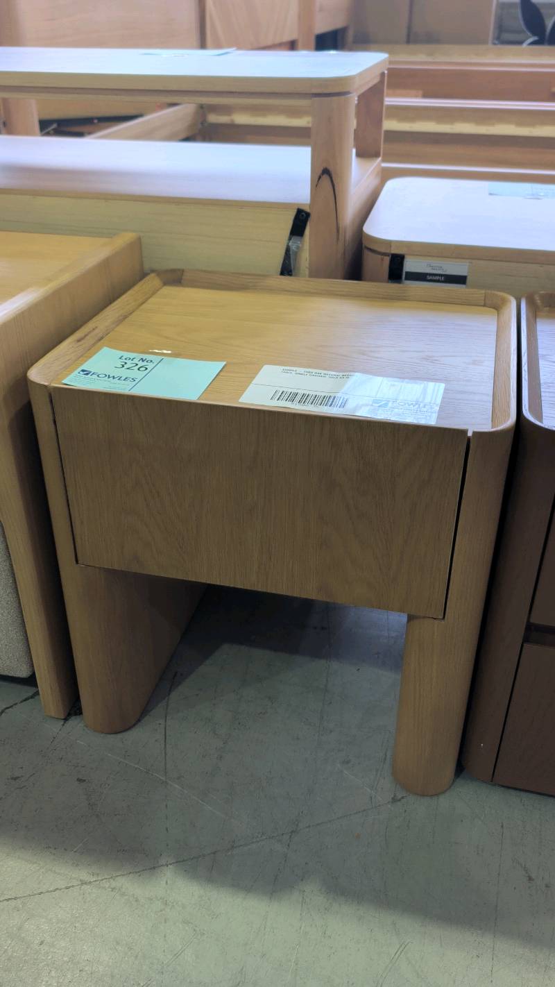 SAMPLE - THEO OAK NATURAL BEDSIDE TABLE, SINGLE DRAWER, SOLD AS IS SAMPLE - THEO OAK NATURAL BEDSIDE TABLE, SINGLE DRAWER, SOLD AS IS