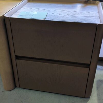 SAMPLE - THEO BEDSIDE TABLE, TWO DRAWER, CLAY PAINTED, SOLD AS IS SAMPLE - THEO BEDSIDE TABLE, TWO DRAWER, CLAY PAINTED, SOLD AS IS