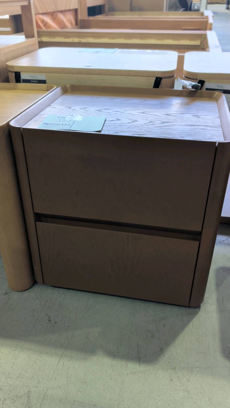 SAMPLE - THEO BEDSIDE TABLE, TWO DRAWER, CLAY PAINTED, SOLD AS IS SAMPLE - THEO BEDSIDE TABLE, TWO DRAWER, CLAY PAINTED, SOLD AS IS