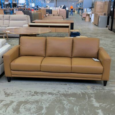 EX DISPLAY FIRENZE 3 SEATER COUCH, ALMOND LEATHER SOLD AS IS EX DISPLAY FIRENZE 3 SEATER COUCH, ALMOND LEATHER SOLD AS IS
