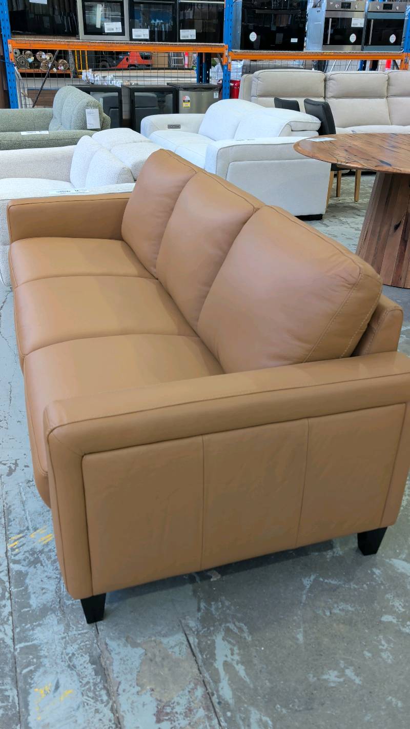 EX DISPLAY FIRENZE 3 SEATER COUCH, ALMOND LEATHER SOLD AS IS EX DISPLAY FIRENZE 3 SEATER COUCH, ALMOND LEATHER SOLD AS IS
