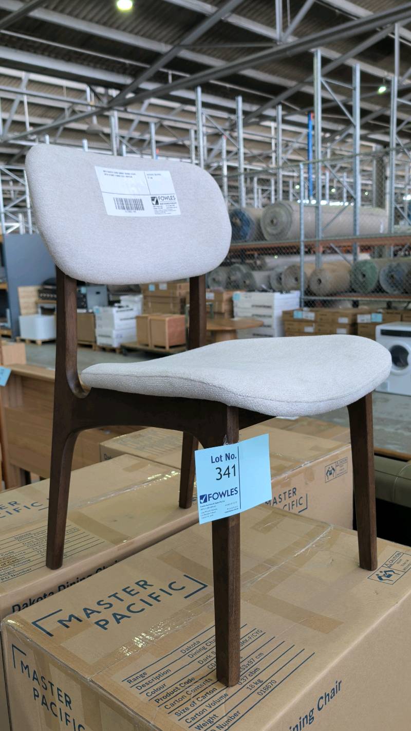 NEW DAKOTA DARK SMOKE DINING CHAIR, WITH CYGNET FABRIC SEAT RRP$349 NEW DAKOTA DARK SMOKE DINING CHAIR, WITH CYGNET FABRIC SEAT RRP$349