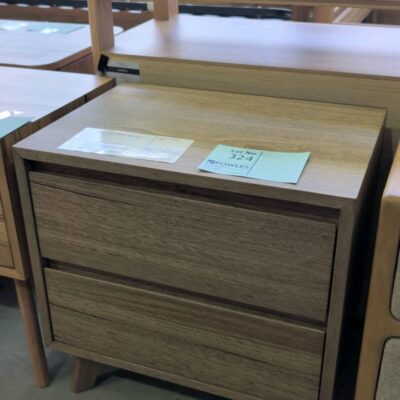 SAMPLE - VOGUE BEDSIDE TABLE, TASMANIAN OAK, 2 DRAWER, DARK SMOKE STAIN, SOLD AS IS SAMPLE - VOGUE BEDSIDE TABLE, TASMANIAN OAK, 2 DRAWER, DARK SMOKE STAIN, SOLD AS IS
