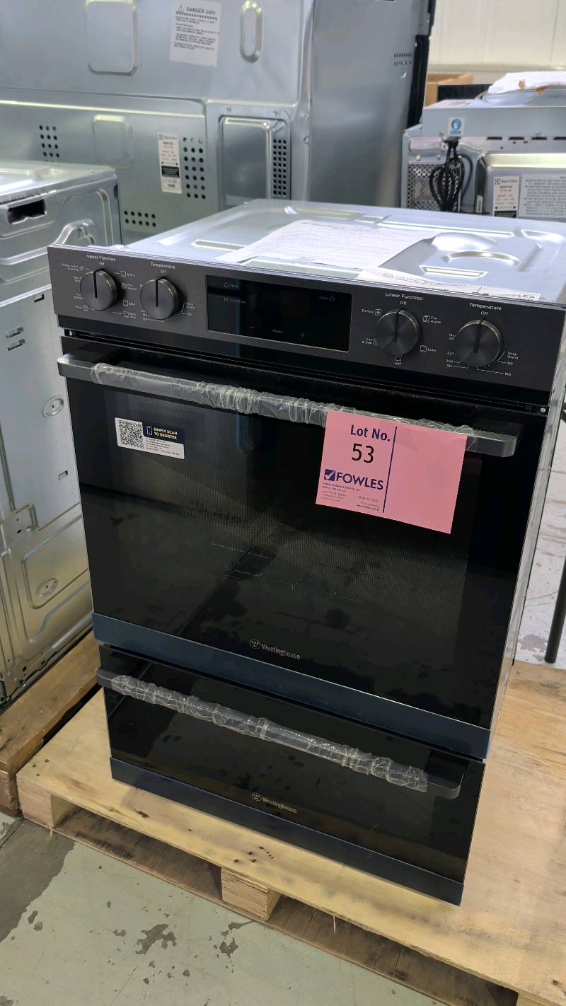WESTINGHOUSE WVE6526DD 600MM DOUBLE OVEN, DARK S/STEEL, WITH AIRFRY, COOL TOUCH DOORS RRP$1753 WESTINGHOUSE WVE6526DD 600MM DOUBLE OVEN, DARK S/STEEL, WITH AIRFRY, COOL TOUCH DOORS RRP$1753